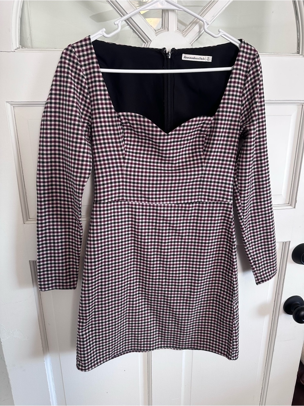 Abercrombie & Fitch Black and Burgundy Gingham Mini Dress